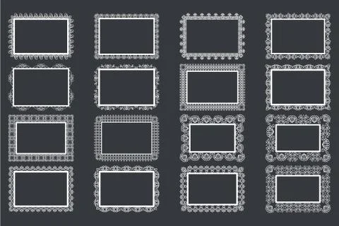 Elegant Lace Borders Frames laser cut Stock Illustration