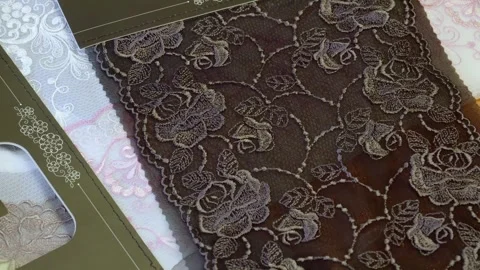 Elegant Lace Textiles and Patterns Showcasing Creativity and Artistry Stock Footage 317624661