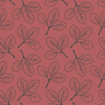 Elegant leaf pattern on a muted red background.  Simple, minimalist design id Illustrazione stock