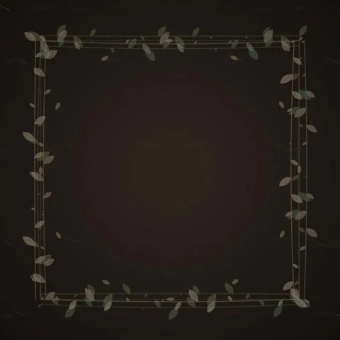 Elegant Leafy Square Frame on Dark Textured Background Stock Footage 346283191