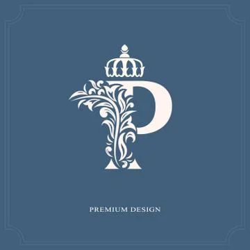 Elegant Letter P With Crown. Graceful Royal Style. Calligraphic Beautiful  Round Logo. Vintage Drawn Emblem For Book Design, Brand Name, Business  Card, Restaurant, Boutique, Hotel. Vector Illustration Royalty Free SVG,  Cliparts, Vectors,