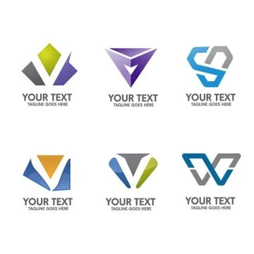 Elegant letter v logo vector set Stock Illustration