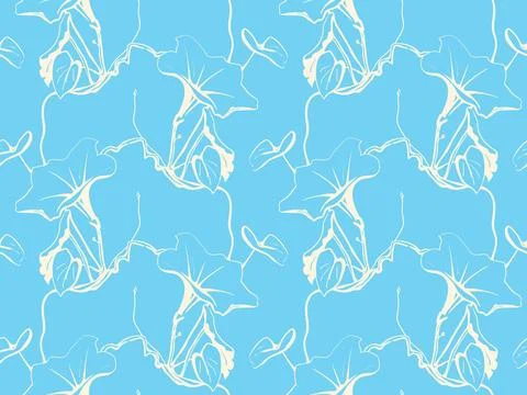 Elegant light blue background with a repeating pattern of stylized white mo.. Stock Illustration