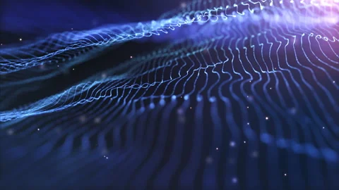 Elegant Light Mesh Grid Strings Particles seamless loop motion background Blue Stock Footage 146264517