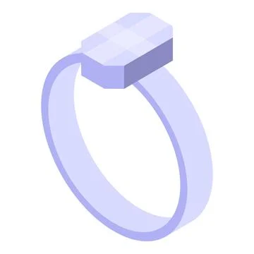 Elegant light purple ring with geometric gemstone isometric icon Stock Illustration