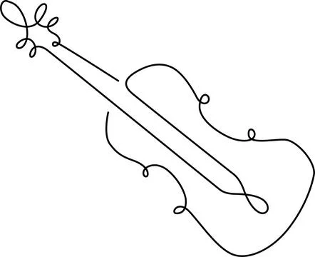 Elegant line drawing of a violin Vector Stock Illustration