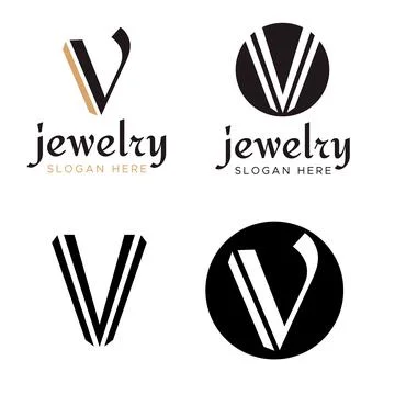Elegant line vector V logotype. V logo vector イラスト素材