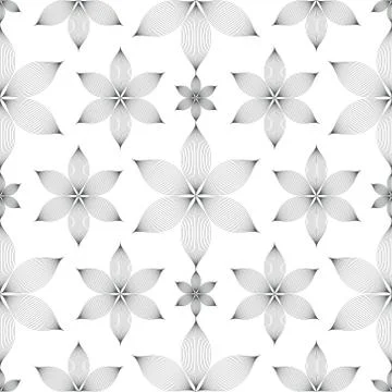 Elegant linear floral seamless pattern Stock Illustration