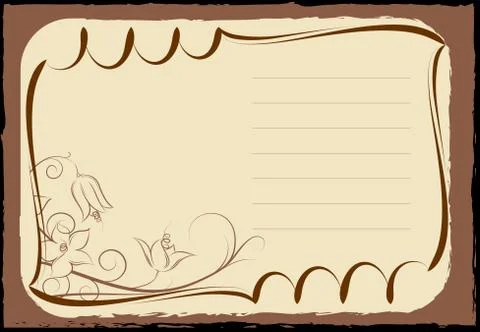 Elegant lined frame with flower 스톡 일러스트