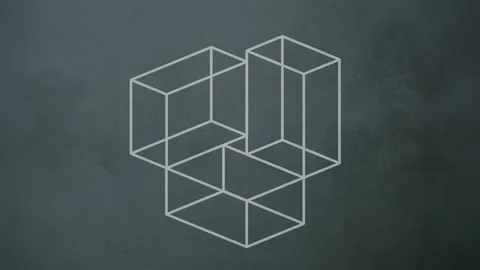 Elegant loop animation of flat white shapes on a dark surface. 3d rendering 4K Vídeo Stock 293339144