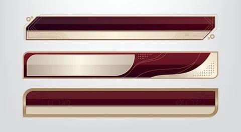 Elegant lower third banners in luxury maroon and gold. Designed with geomet.. Illustrazione stock