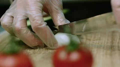 Elegant macro composition of white onion sliced with a chef knife Stock Photos