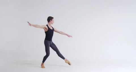 Elegant male, ballet dancer performs acrobatic elements of a ballet dance  Stock Footage 143374680