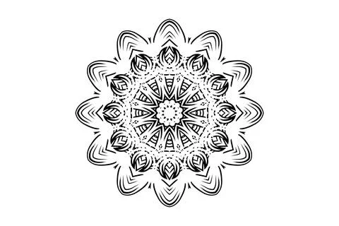 Elegant Mandala Circular Pattern Monochrome Design Stock Illustration
