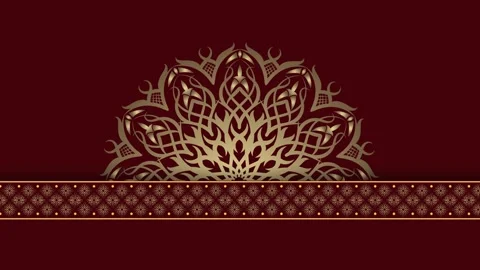 Elegant Mandala Design on Deep Red Background with Ornate Border. Stock Footage 325361272