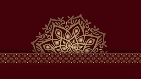 Elegant Mandala Design on Deep Red Background with Ornate Border. Stock Footage 325362056