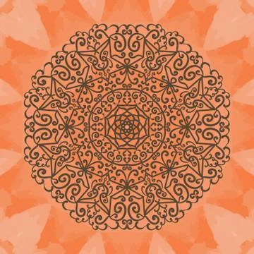 Elegant mandala-like pattern on red seamless texture. Hand-drawn mandala flower 스톡 일러스트