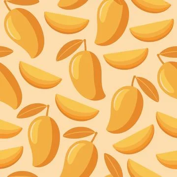 Elegant Mango Fruit Seamless Pattern 스톡 일러스트