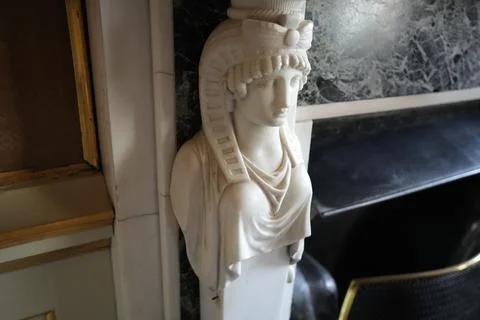 Elegant Marble Bust Interior Decor At Belton House, Lincolnshire, England. Stock Photos