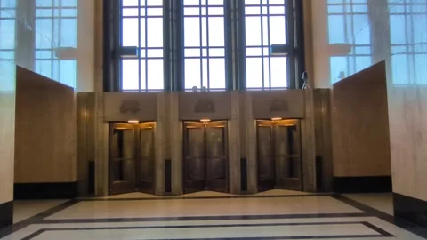 Elegant marble interior hallway inside a luxury public building Stock Footage 335838261