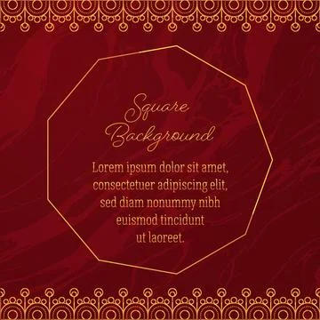 Elegant Maroon Marble Square Background Set Featuring Golden Geometric Fram.. 스톡 일러스트