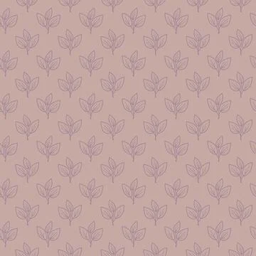 Elegant mauve background with a repeating pattern of delicate, purpletoned le 스톡 일러스트