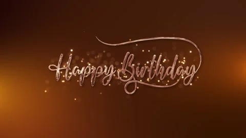 Elegant Metallic Birthday Script with Glittering Amber Background Video stock 342634679