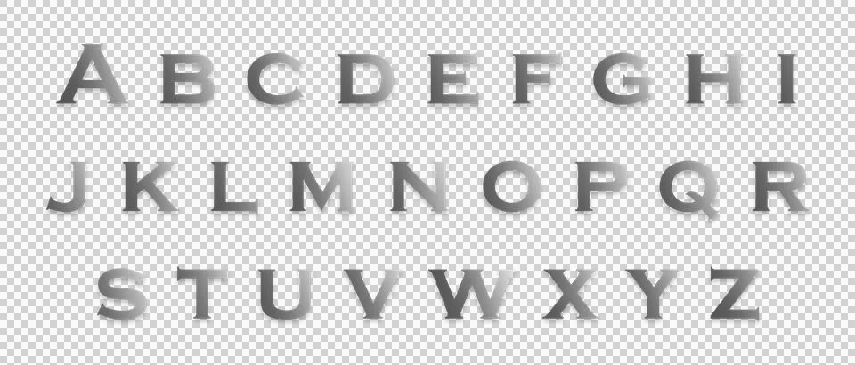 Elegant Metallic Silver Gradient Serif Alphabet Set Stock Illustration