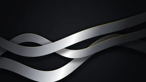 Elegant metallic silver wave motion graphics on dark background featuring l.. Stock Footage 342049437