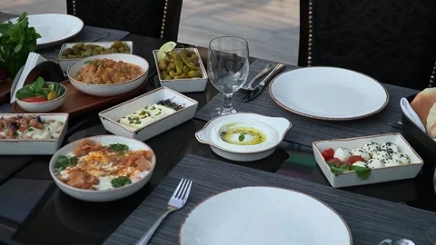Elegant Middle Eastern Dining Table Stock Footage 319950157