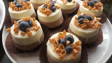 Elegant Mini Cheesecakes Stock Photos