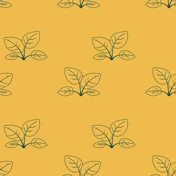 Elegant minimalist botanical pattern.  Simple line art plant motifs on a must Stock Illustration