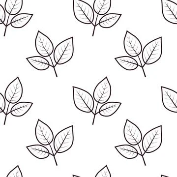 Elegant minimalist leaf pattern.  Simple line art design featuring repeatin.. Illustrazione stock