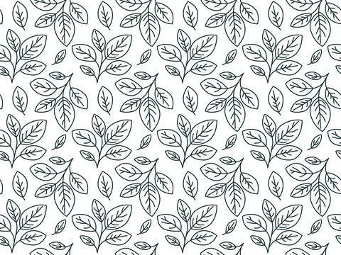 Elegant minimalist leaf pattern.  Simple line art design perfect for backgrou Stock Illustration