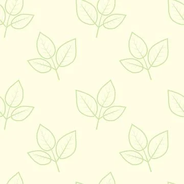 Elegant, minimalist seamless pattern featuring delicate pale green leaves on  Stock Illustration