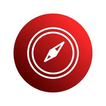 Elegant minimalistic red gradient circle with a prominent white compass gui.. Stock Illustration
