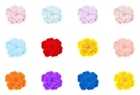 Elegant mixed rose set. Stock Illustration