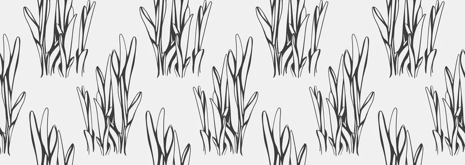 Elegant monochrome pattern featuring stylized grass or reeds. Perfect for t.. Stock Illustration