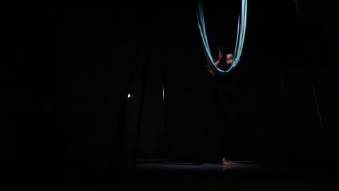 Elegant movements of an air yoga coach Stock Footage