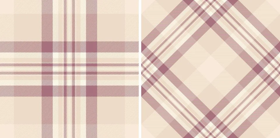 Elegant neutral plaid patterns in soft beige and mauve. Perfect for textile.. Illustrazione stock