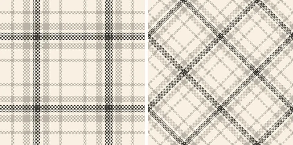 Elegant neutral plaid patterns Two seamless textures in classic horizontal  d Stock Illustration