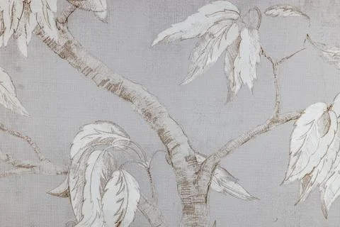Elegant Neutral Wallpaper Texture with Subtle Botanical Pattern and Soft Gray Stock Photos