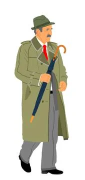 Elegant old man walking vector illustration isolated on white イラスト素材