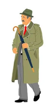 Elegant old man walking vector illustration isolated on white イラスト素材