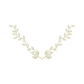 Elegant open botanical wreath frame with delicate leaf branches Stock Illustration