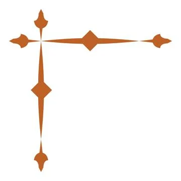 Elegant orange corner design element with rhombus and fleur de lis motifs Stock Illustration