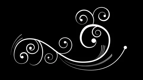 Elegant Ornamental Flourish Line Animation on Black Background 스톡 동영상 341753640