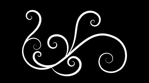 Elegant Ornamental Flourish Line Animation on Black Background 스톡 동영상 341753664