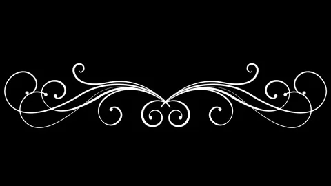 Elegant Ornamental Flourish Line Animation on Black Background Video stock 341753676