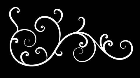 Elegant Ornamental Flourish Line Animation on Black Background Видео 341753693